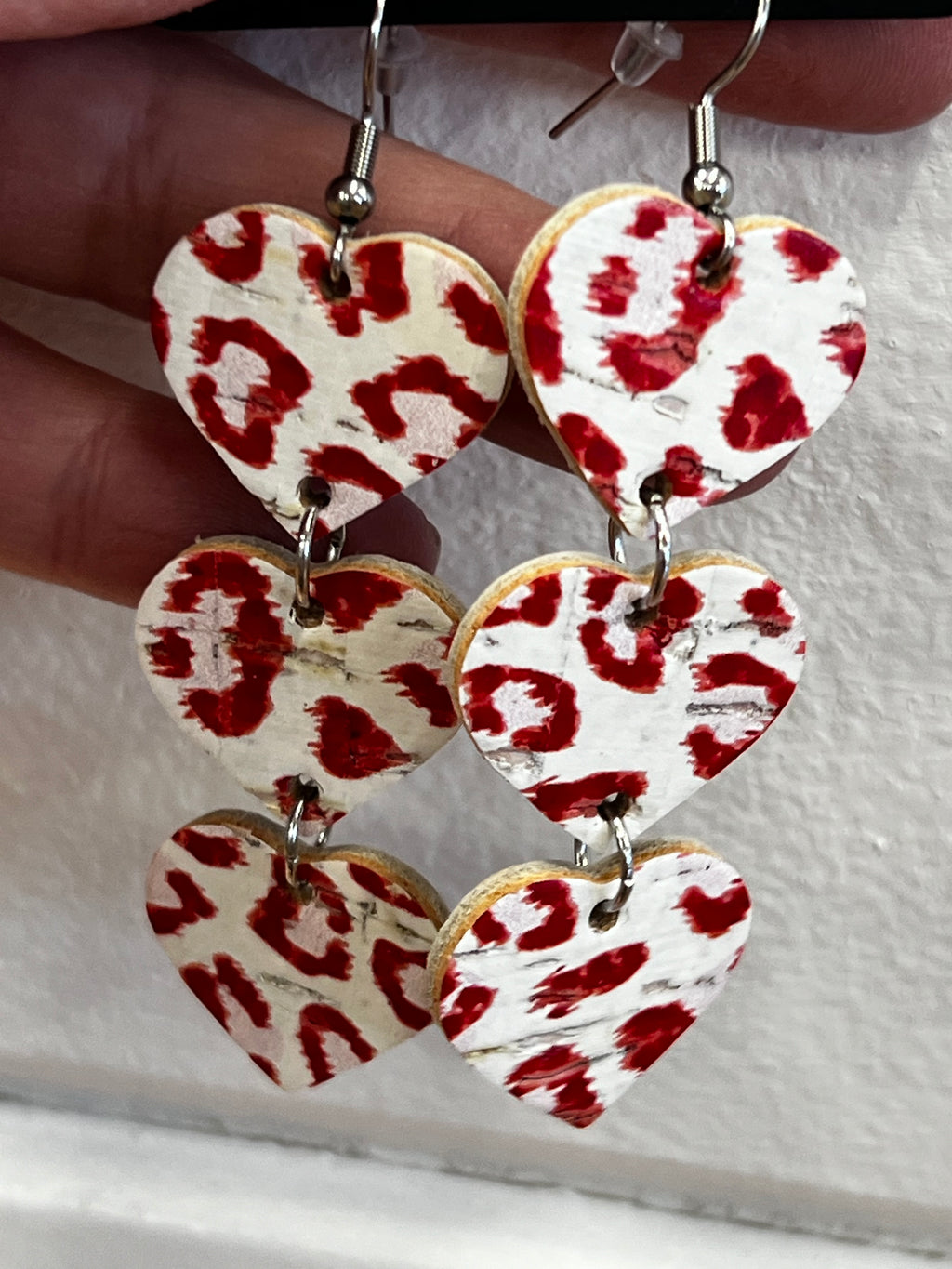 Triple Corkie Heart Drop Earrings