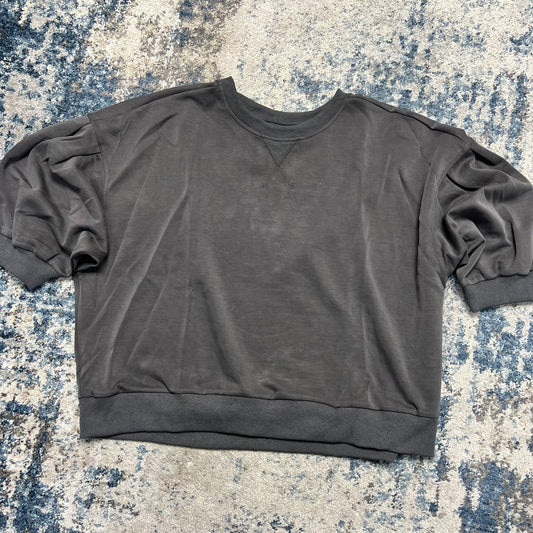 Cupro Crewneck Top, Charcoal