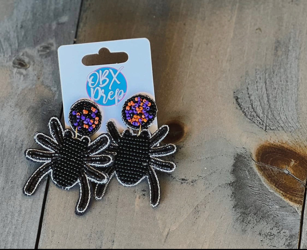 Spider Halloween Seed Bead Earrings