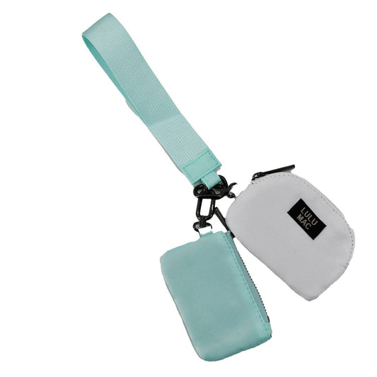 DP-8162 Mint/White Lulu Mac Double Pouch Wristlets