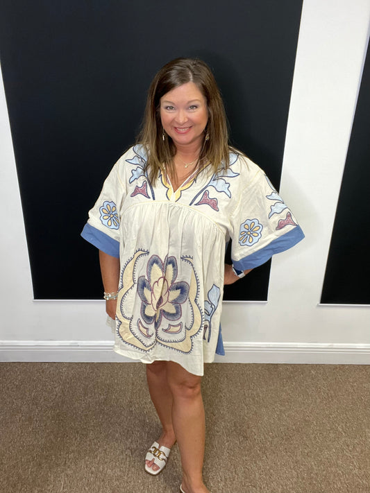 Bohemian Embroidered Kaftan Dress