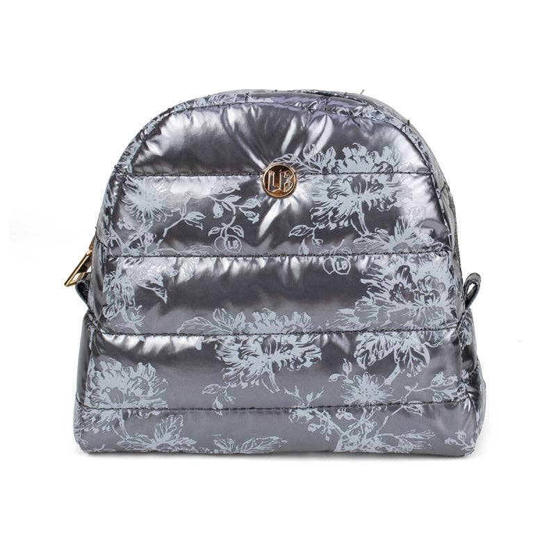 Cosmetic Puffer Makeup Travel Bag Glossy Floral Storm