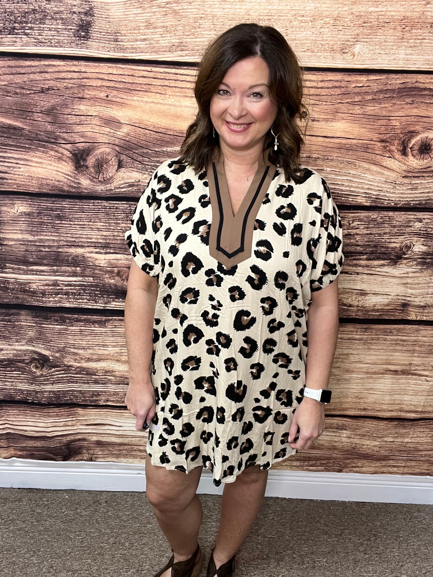 Oversized Leopard Dolman Sleeve Dress