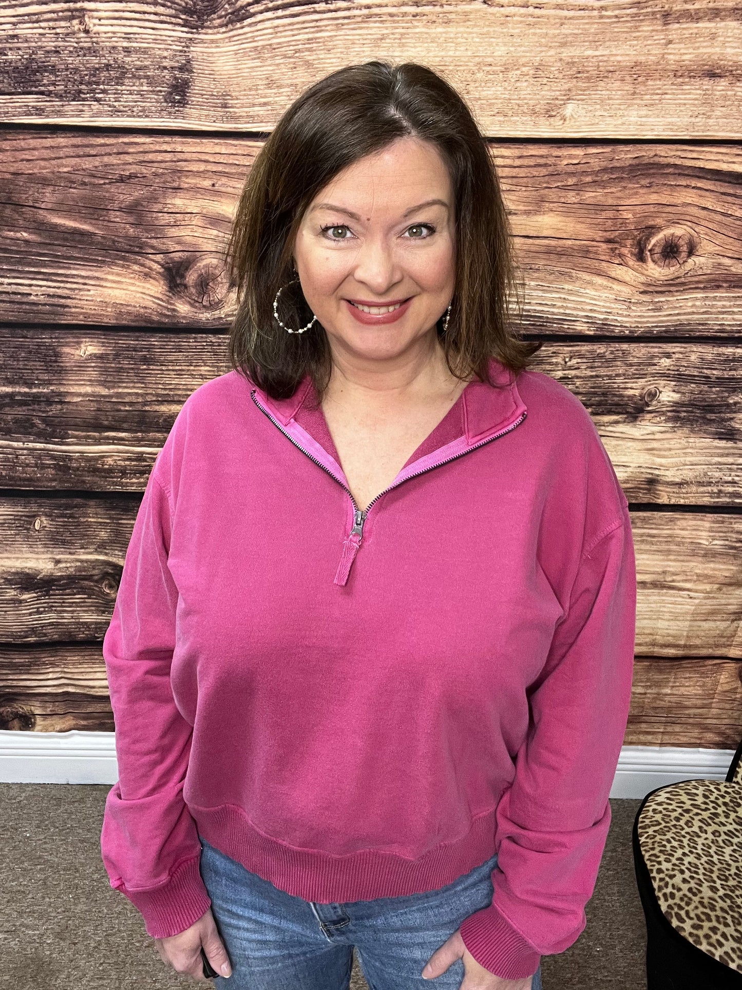 Plus Half Zip Pullover, Dark Red