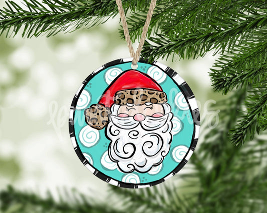 Whimsical Leopard Santa Claus Christmas Ornament
