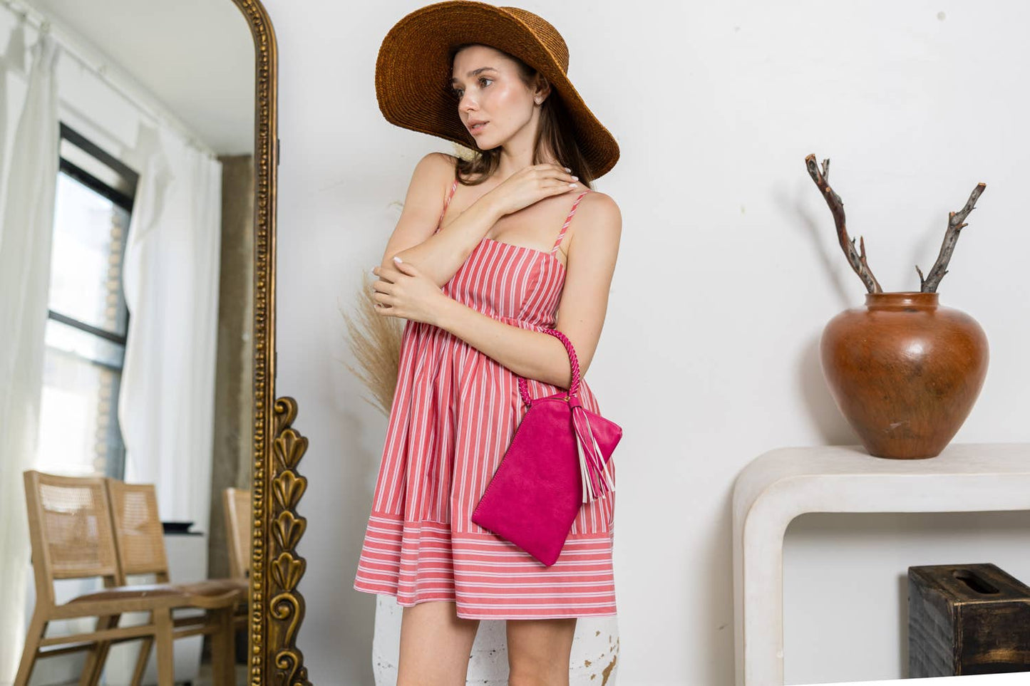 Braided Handle Wristlet Clutch