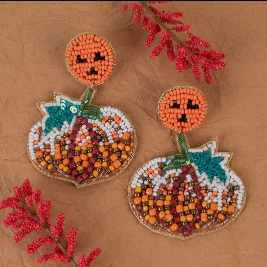 Beaded Pumpkin Earrings