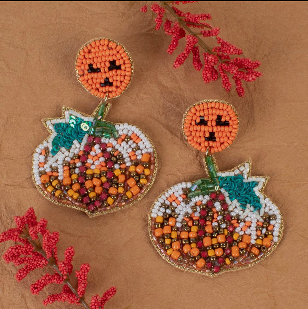 Beaded Pumpkin Earrings