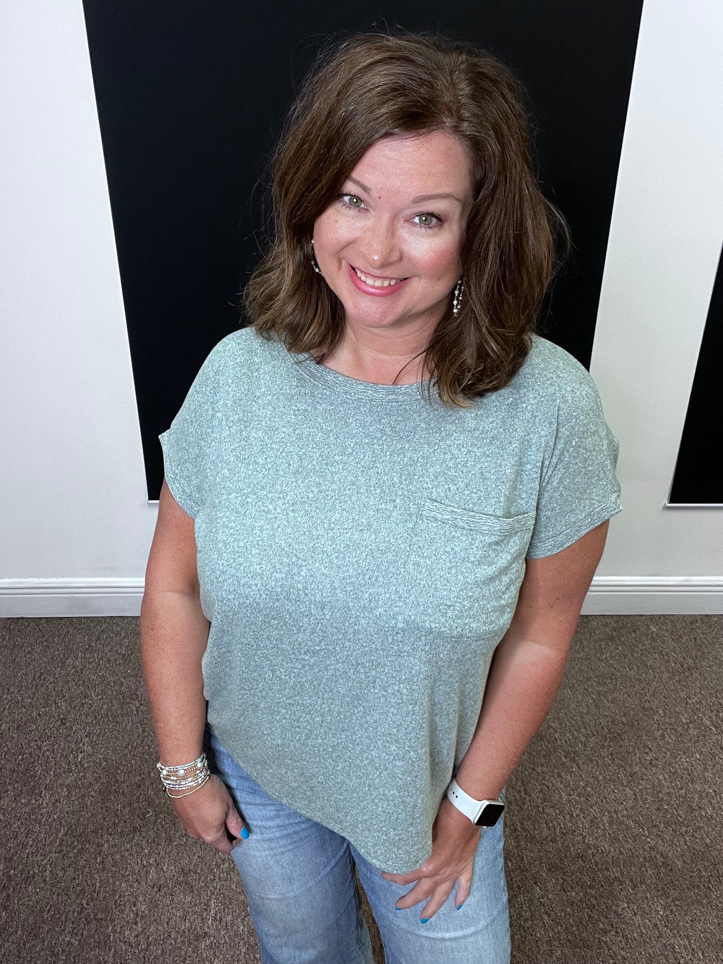 Hacci Tee with Pocket, Ash Jade