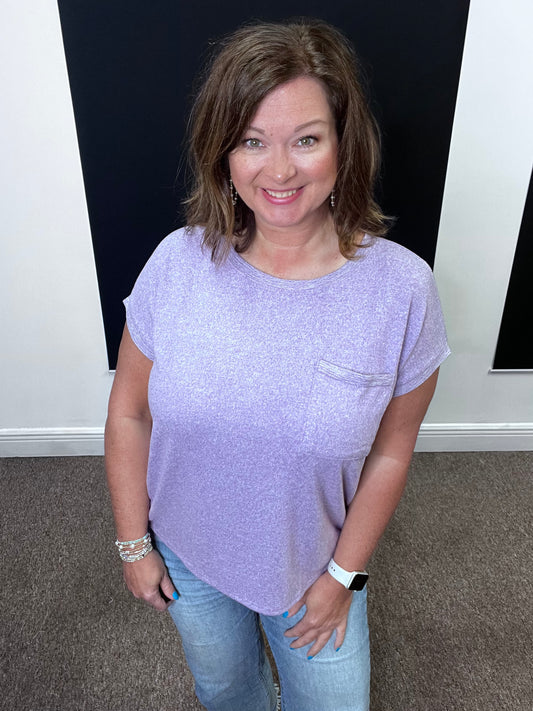 Hacci Tee with Pocket, Lavender