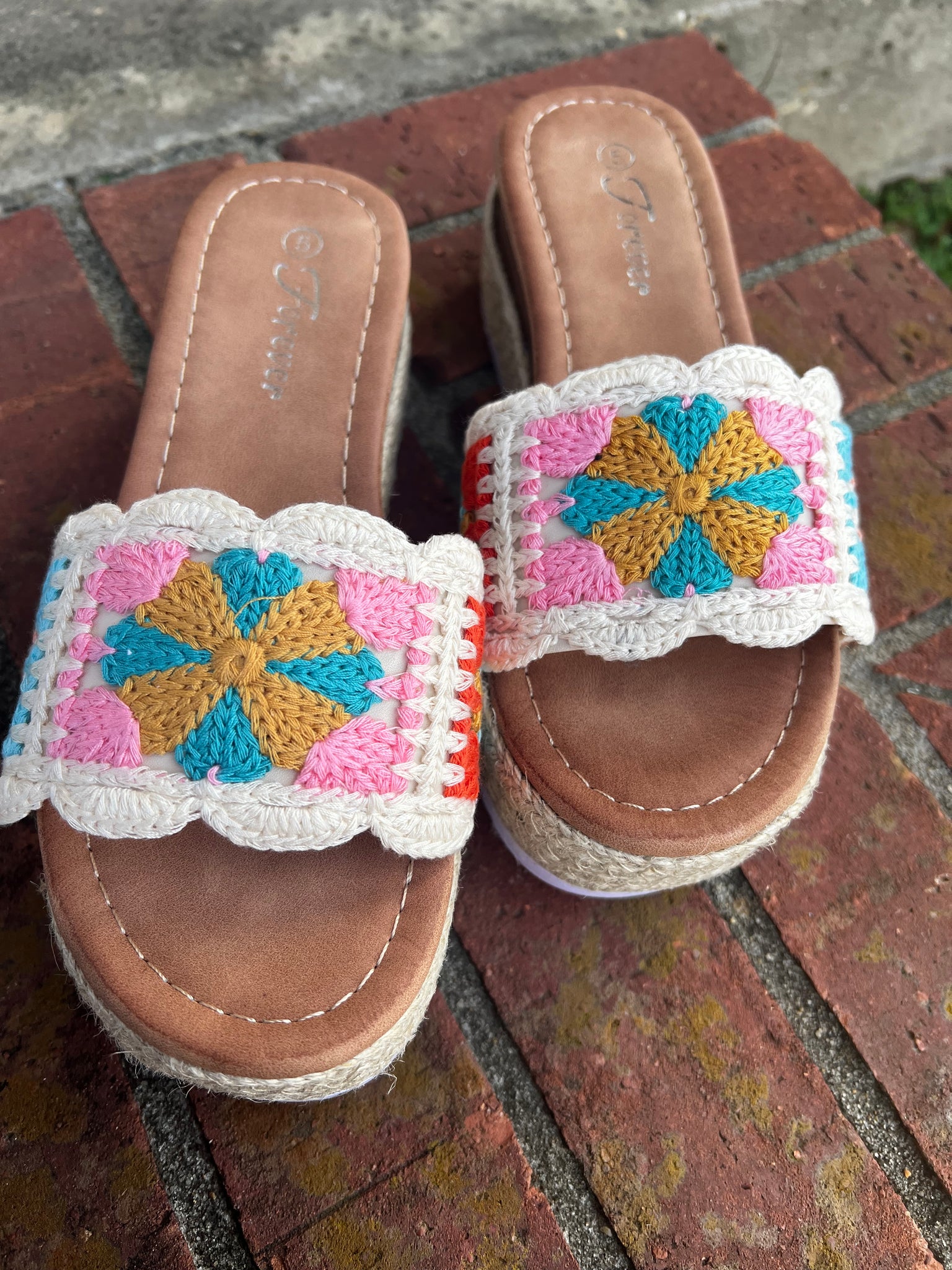 Platform Slide Crochet Sandals