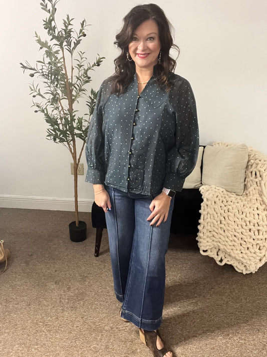 Dotted Darling Button-Up Top
