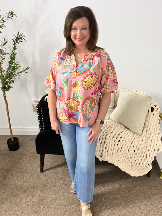 The Harper Paisley V-Neck Top