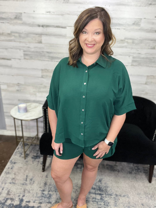 Toes in the sand short set ~FINAL SALE~size small green color