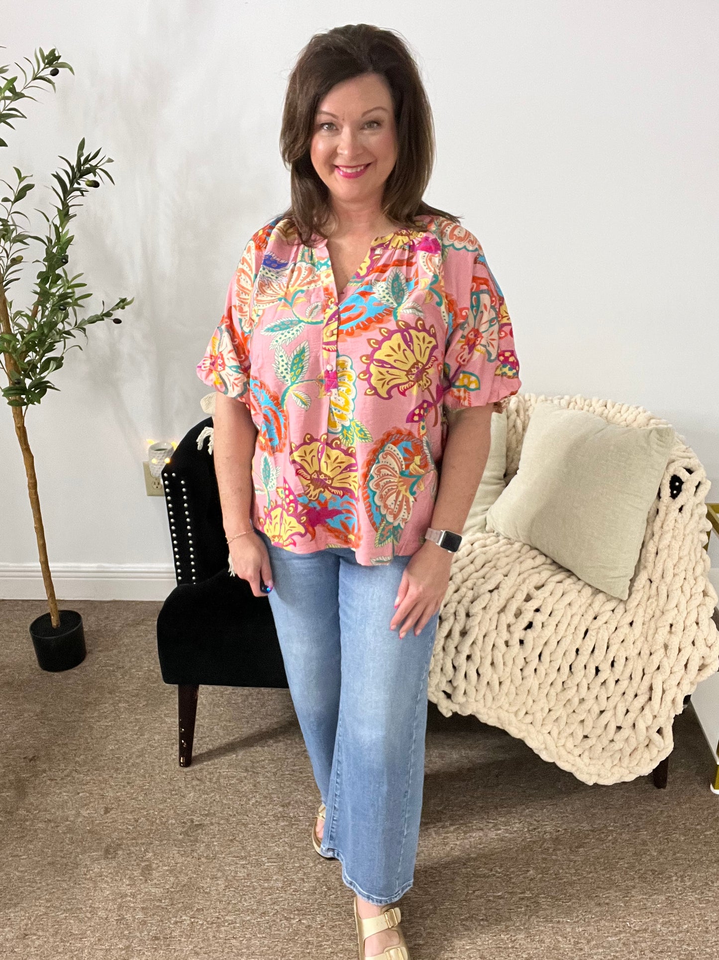 The Harper Paisley V-Neck Top
