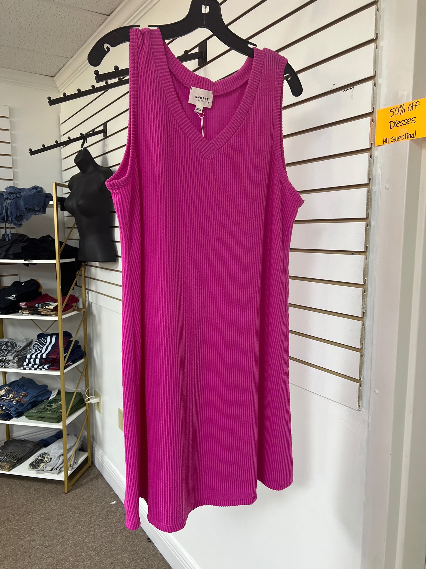 Ribbed V-Neck Dress