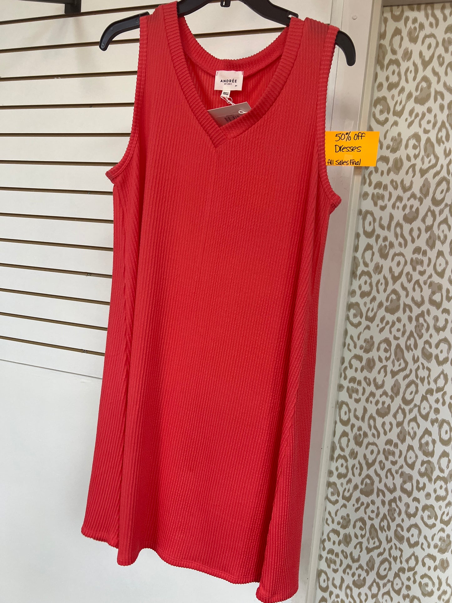 Ribbed V-Neck Dress