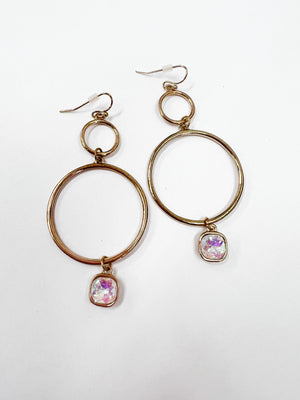 Gem Stone Hoop Earrings