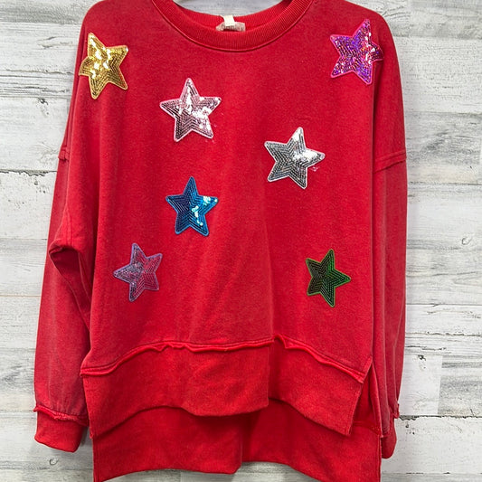 Surrounded By Stars Sweatshirt FINAL SALE Olive Small Red Small