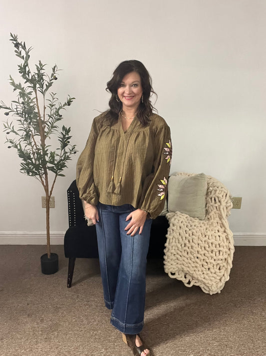 Olive Bloom Blouse