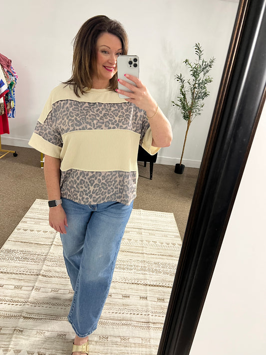Wild Side Color Block Leopard Top