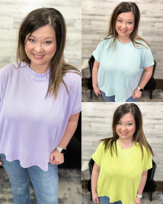 Ribbed Short Sleeve Top-3 COLORS available