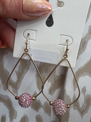 Teardrop Dangle Earrings with Rhinestone Ball