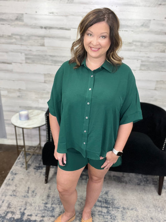 Toes in the sand short set ~FINAL SALE~size small green color