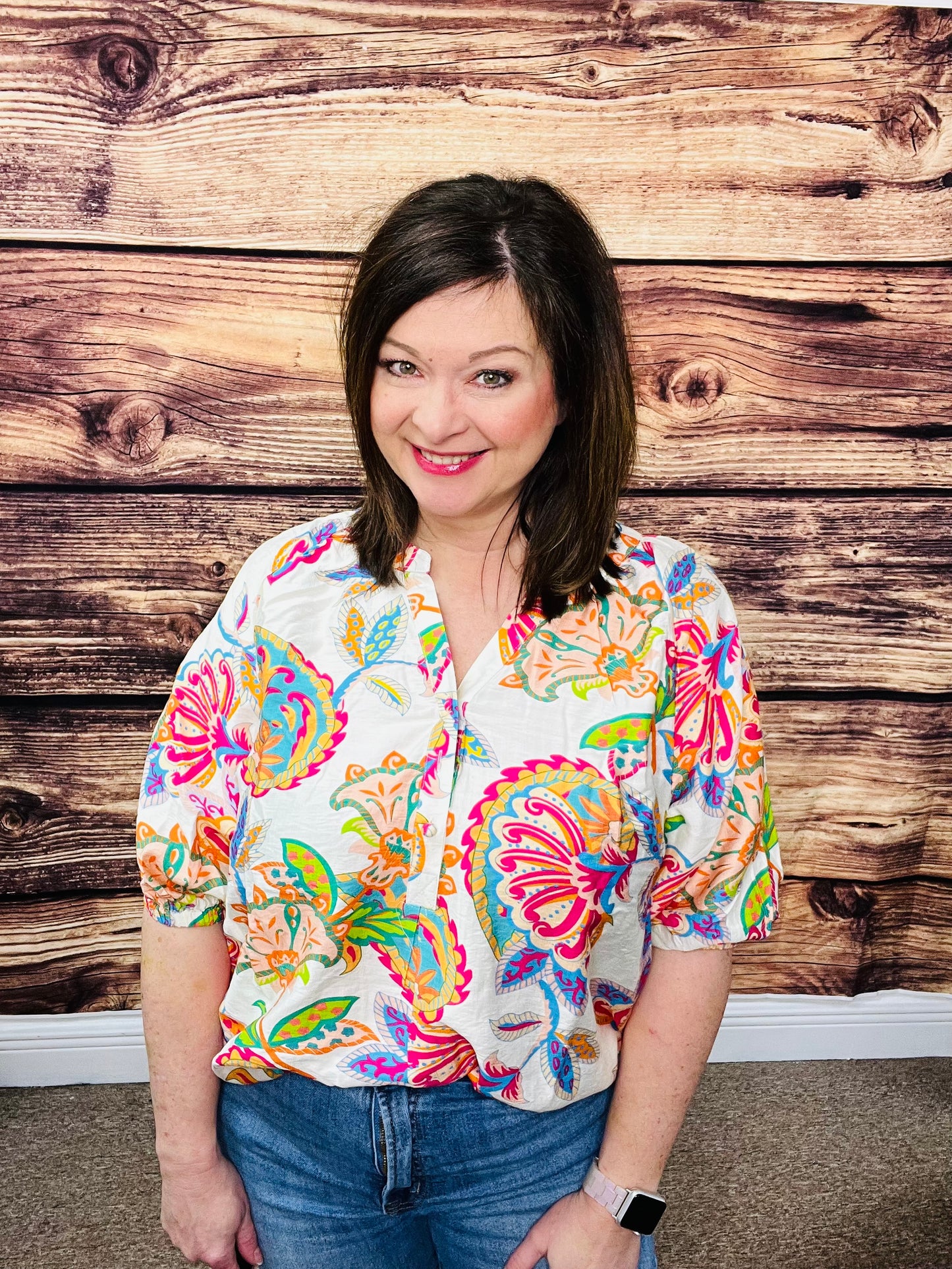 The Harper Paisley V-Neck Top