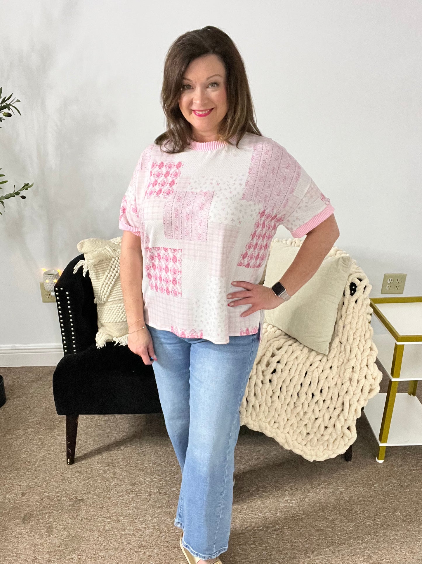 Easy Days Floral Patchwork Top