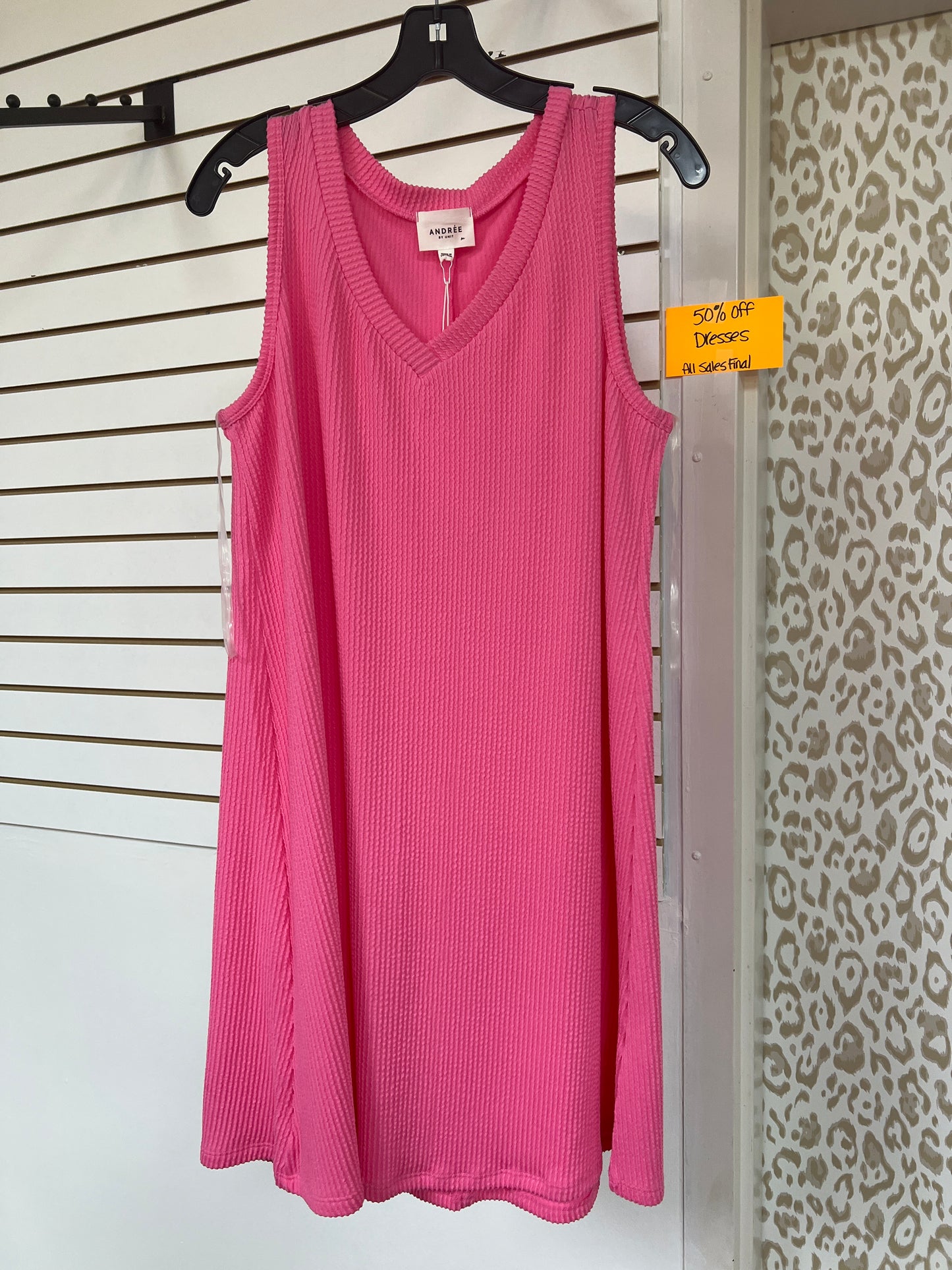 Ribbed V-Neck Dress