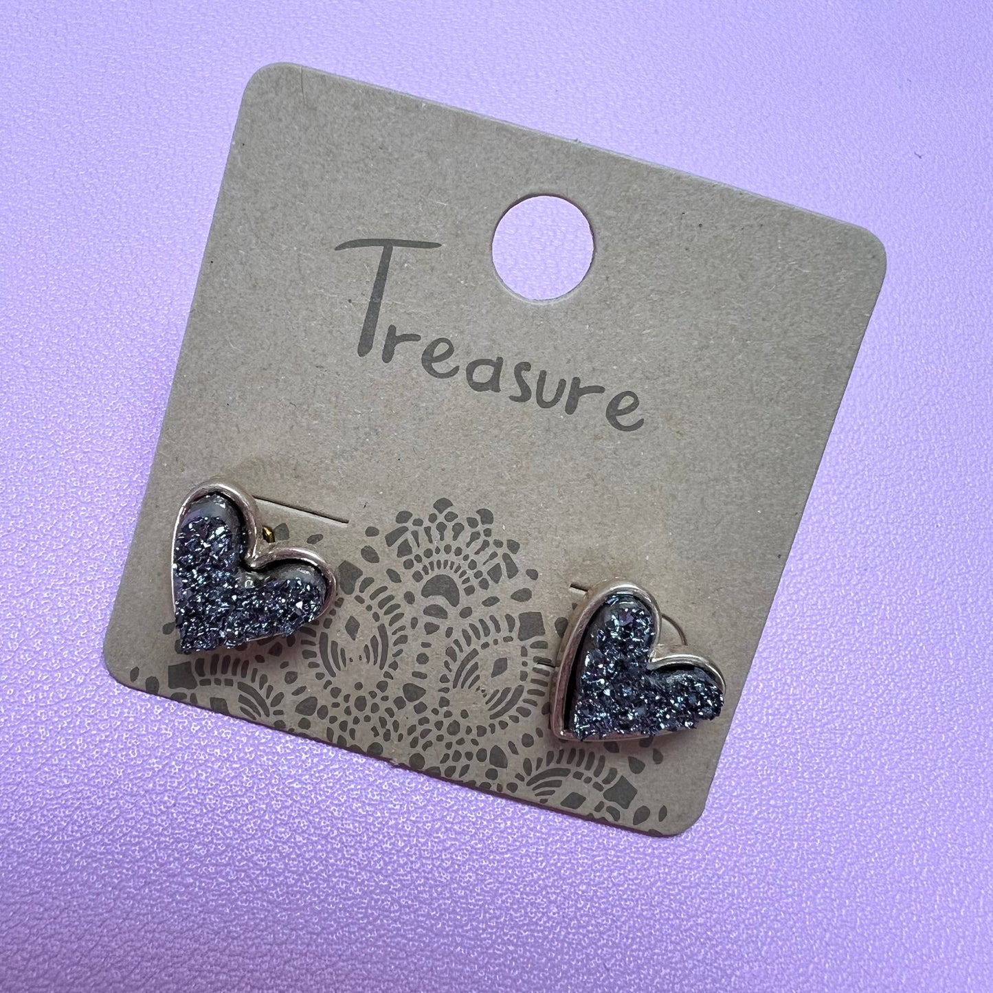 Dainty Heart Druzy Studs