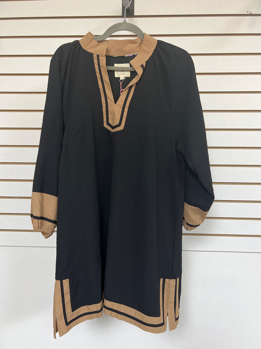 K1216-Colorblock Trim V-Neck Tunic Dress
