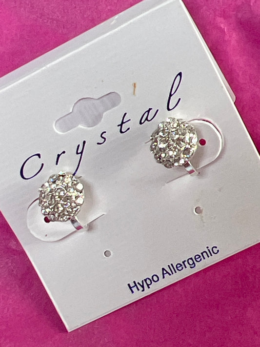 Silver Crystal Rhinestone Rectangle Clip Earrings-22012c100