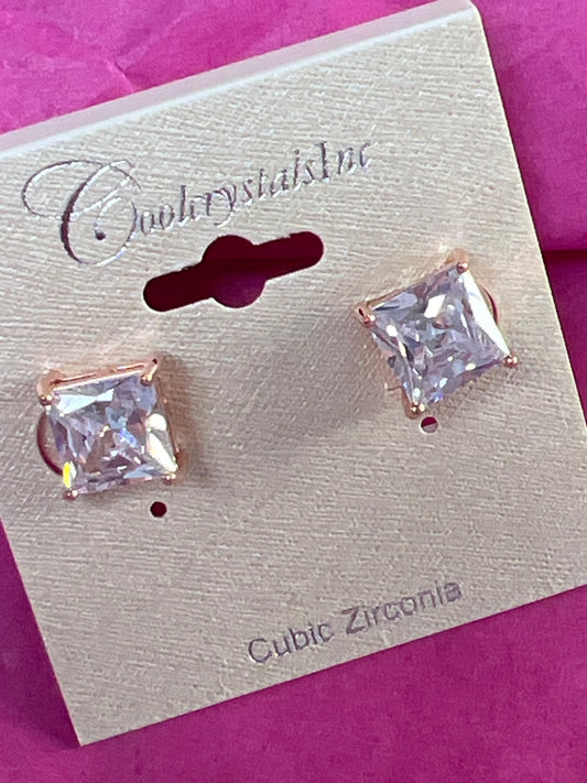 fashion earring rose gold plated cubic zirconia clip on 26790c600