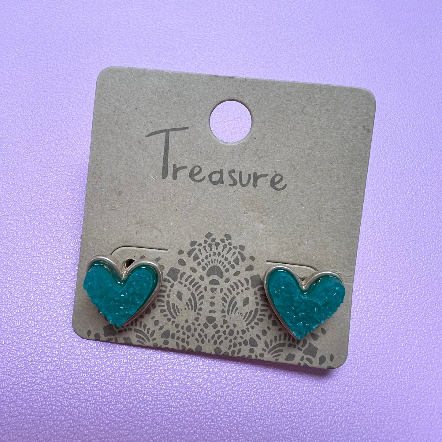 Dainty Heart Druzy Studs