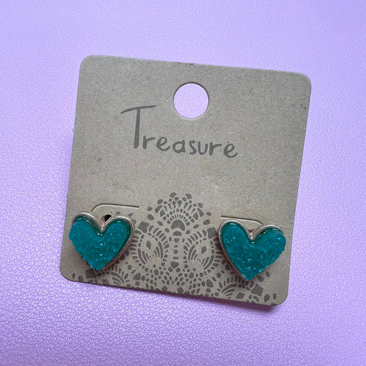 Dainty Heart Druzy Studs