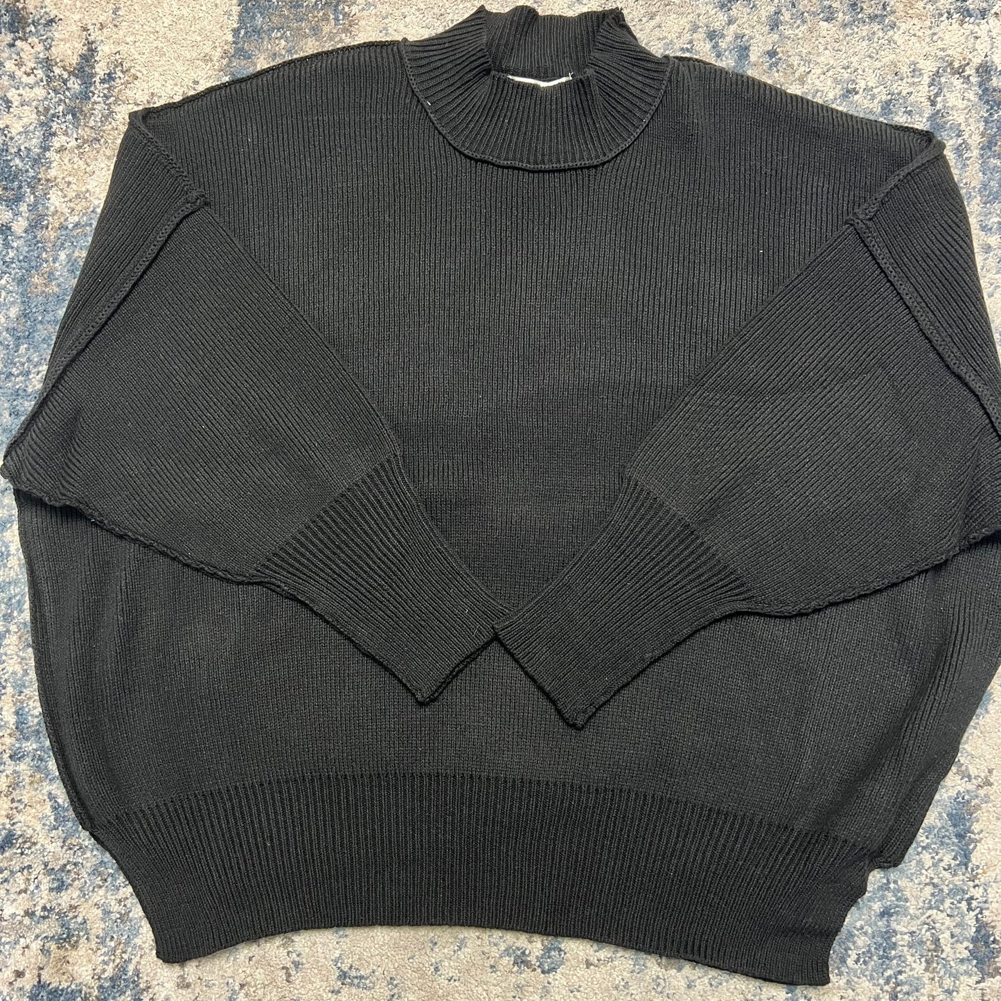 Side Slit Oversized Sweater, Black