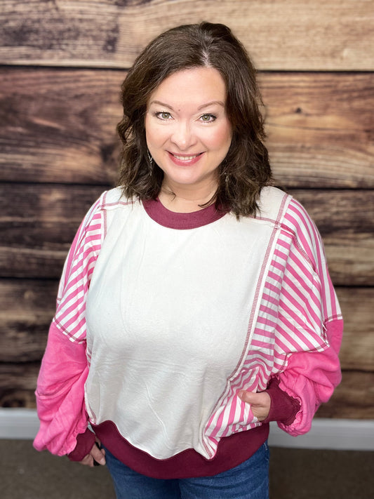 Colorblock Sweatshirt, Pink