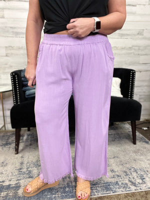 Wide Leg Linen Pants, Lavender