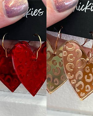 Leopard Mirror Hearts Earrings