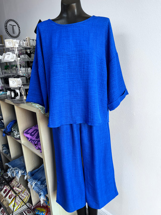 Crop Pants With Pockets, Blue