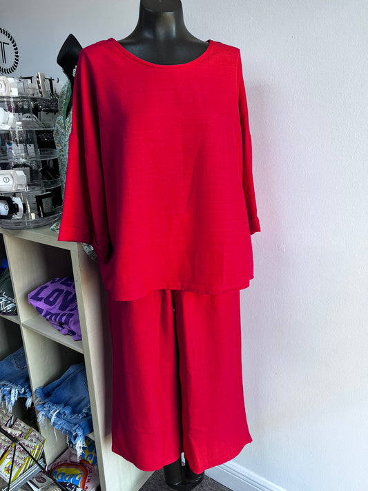 Crop Pants With Pockets, Red