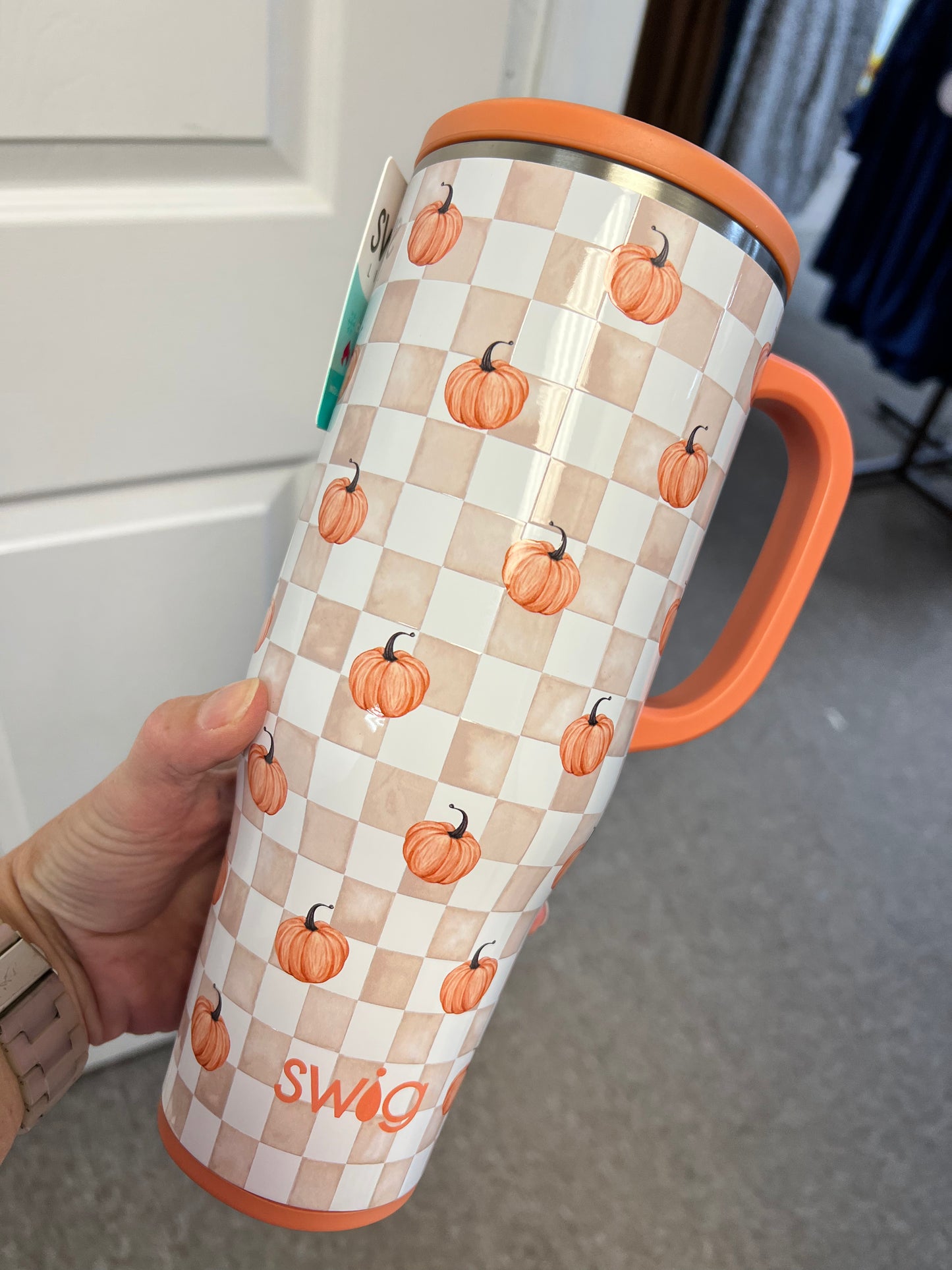 Swig Pumpkin Check Mega Mug 40 oz