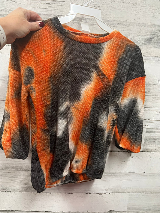 Girls Balloon Sleeve Sweater Top, Rust/Black