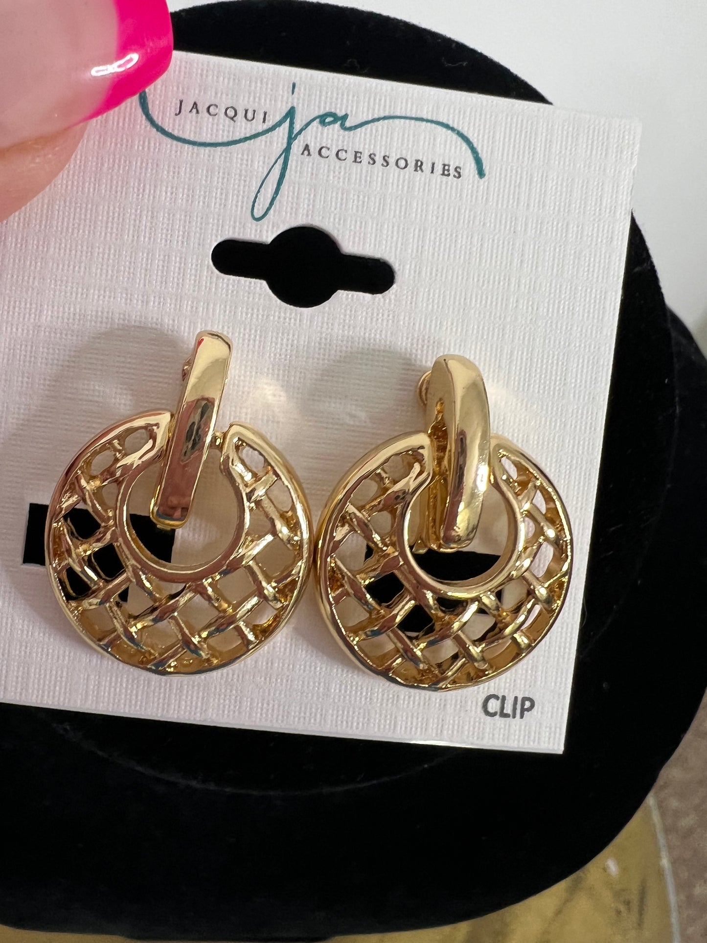 Circle Weave Clip Earrings