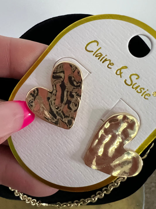 Hammered Heart Earrings