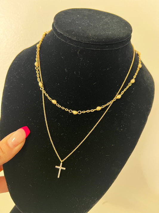 Double Layer Cross Necklace