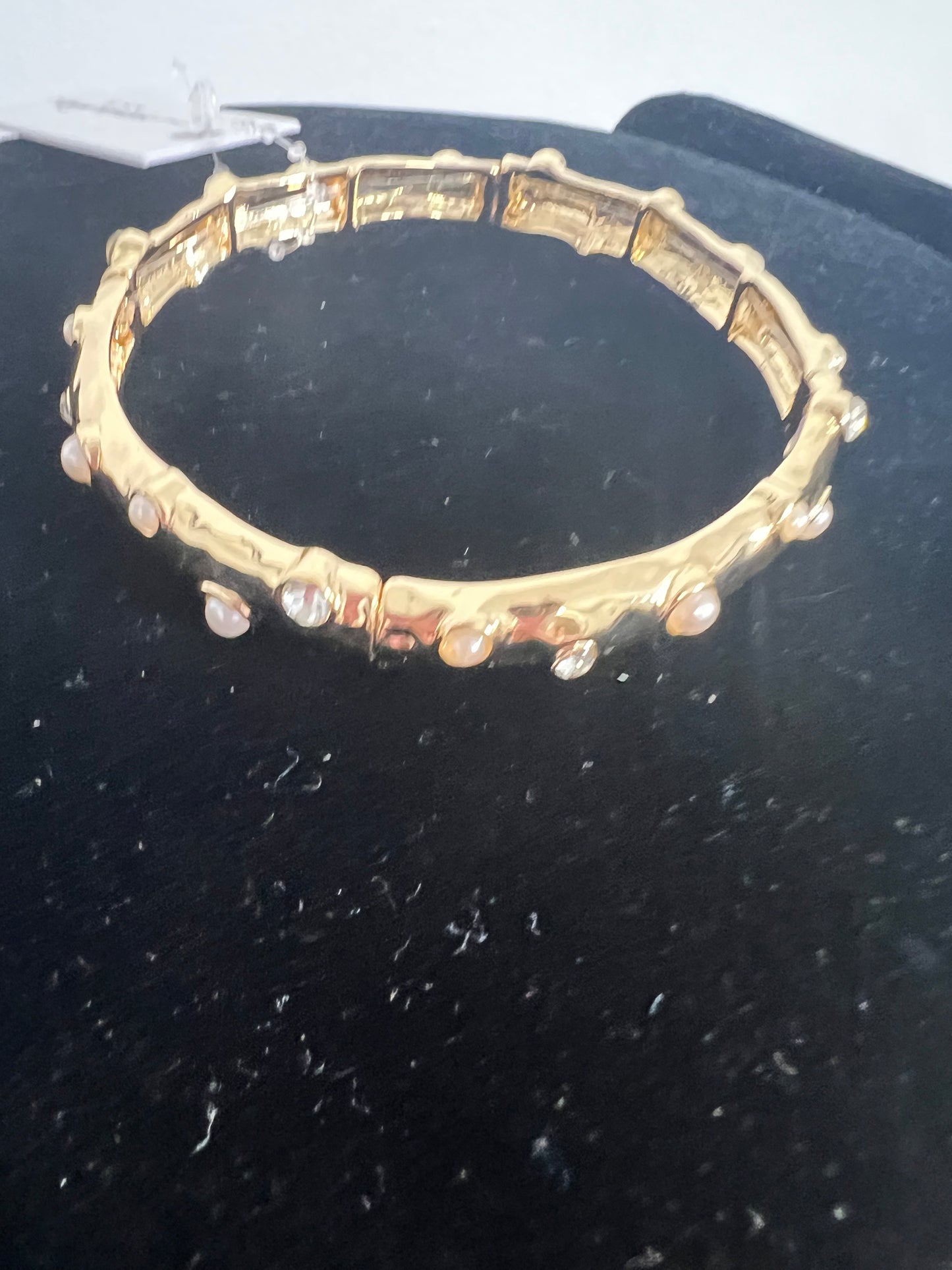 Small Crystal and Pearl Stretch Bracelet