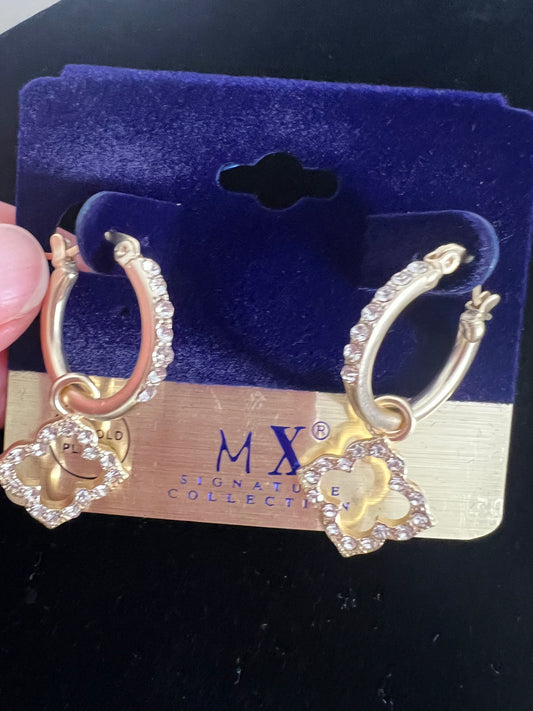 Pavé Gold Clover Earrings